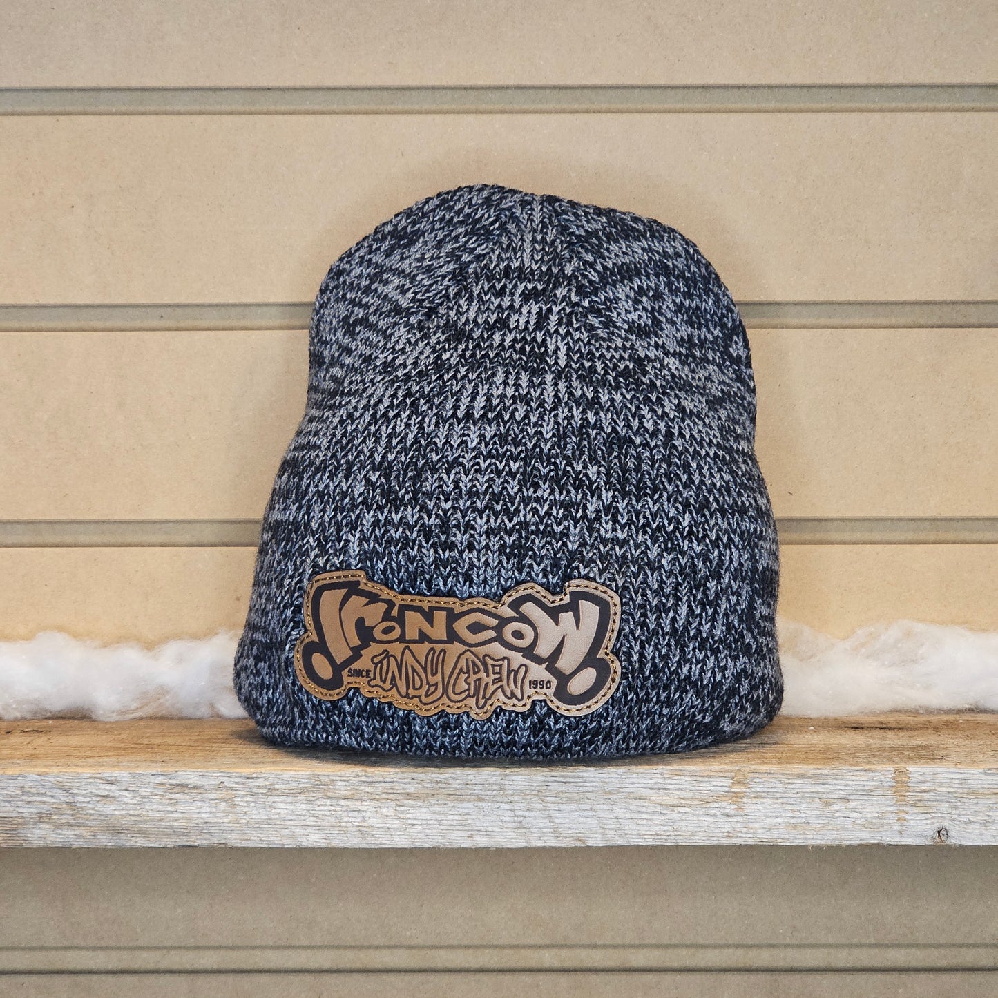 8" Marled Beanie - Leather Patch