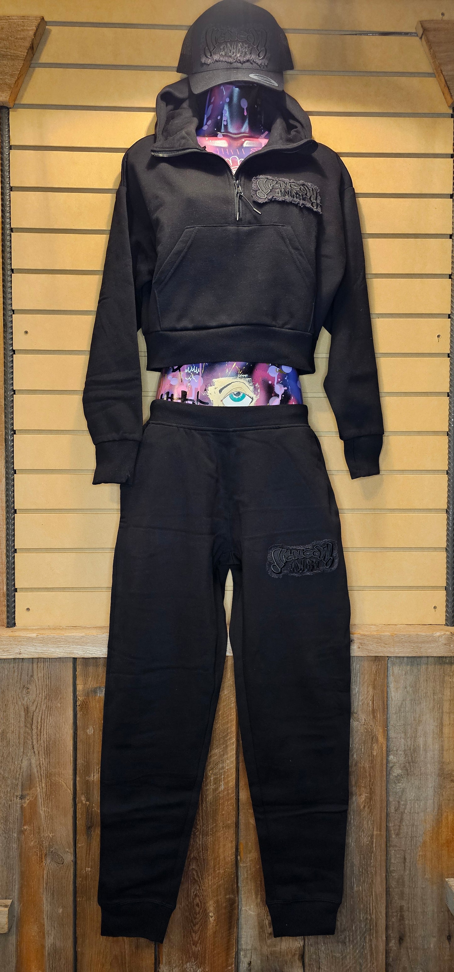 JET - OG Drop Shoulder ½ Zip Crop Hoodie