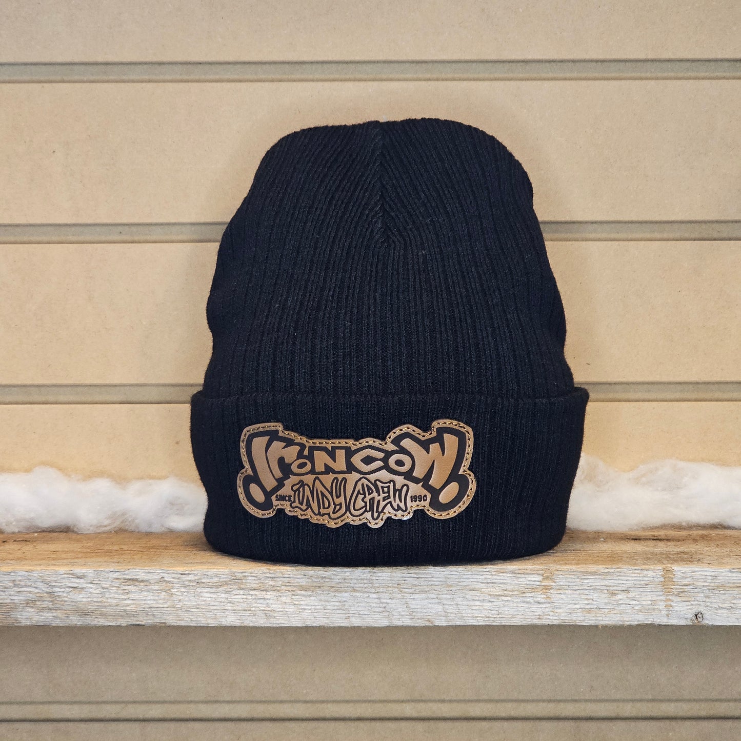 Sustainable Rib Cuffed Beanie - Leather Patch