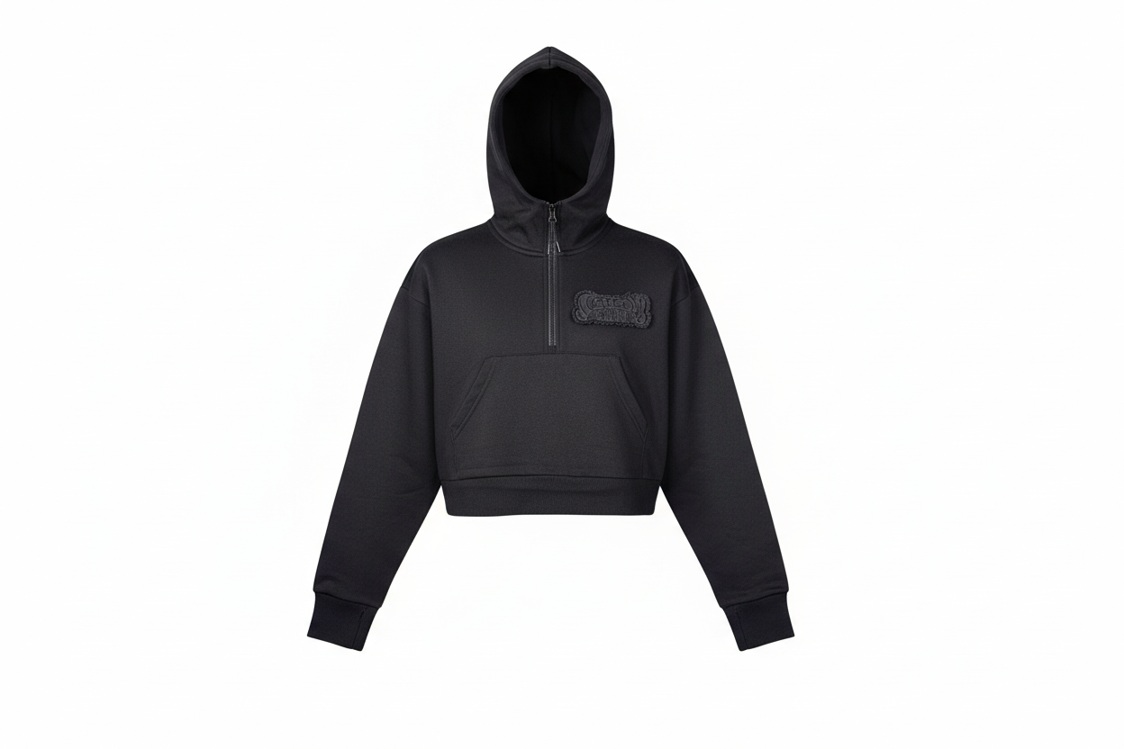 JET - OG Drop Shoulder ½ Zip Crop Hoodie