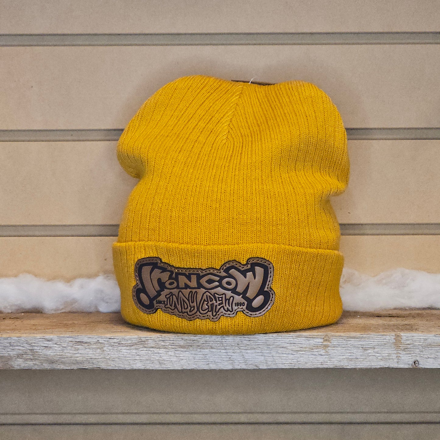 Sustainable Rib Cuffed Beanie - Leather Patch