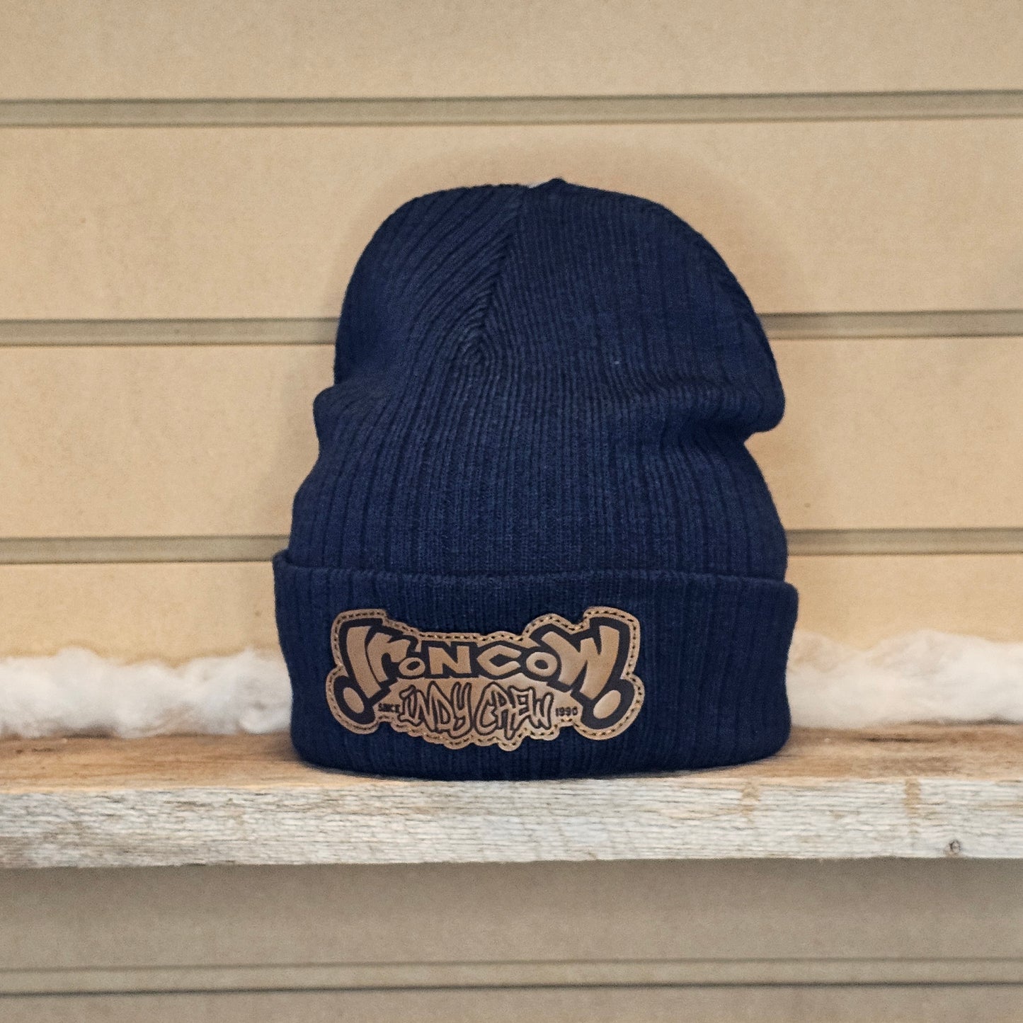 Sustainable Rib Cuffed Beanie - Leather Patch