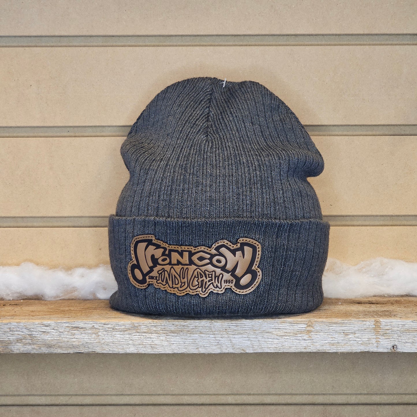 Sustainable Rib Cuffed Beanie - Leather Patch